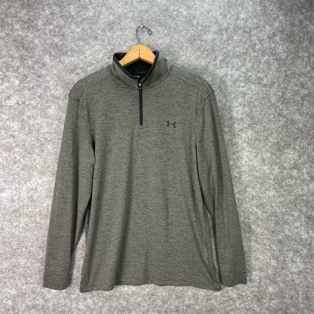 Under Armour Golf Pullover Mens Medium Gray 1/4 Zip Long Sleeve Stretch